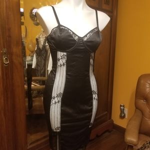 House of CB Romula satin slip dress black